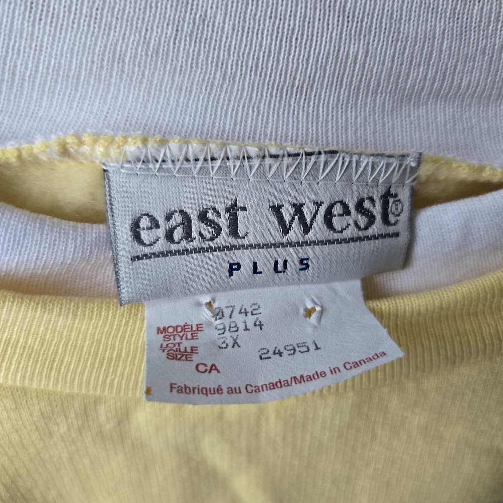 Vintage East Coast Plus Crewneck Yellow White Womens 3X - Picture 5 of 7